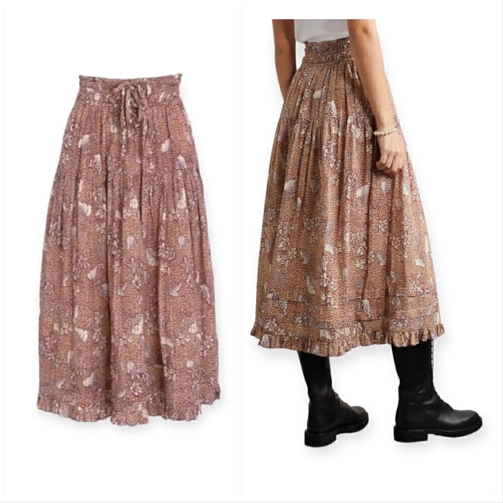 ULLA JOHNSON Raquel Skirt in Sandalwood,   Size 6,